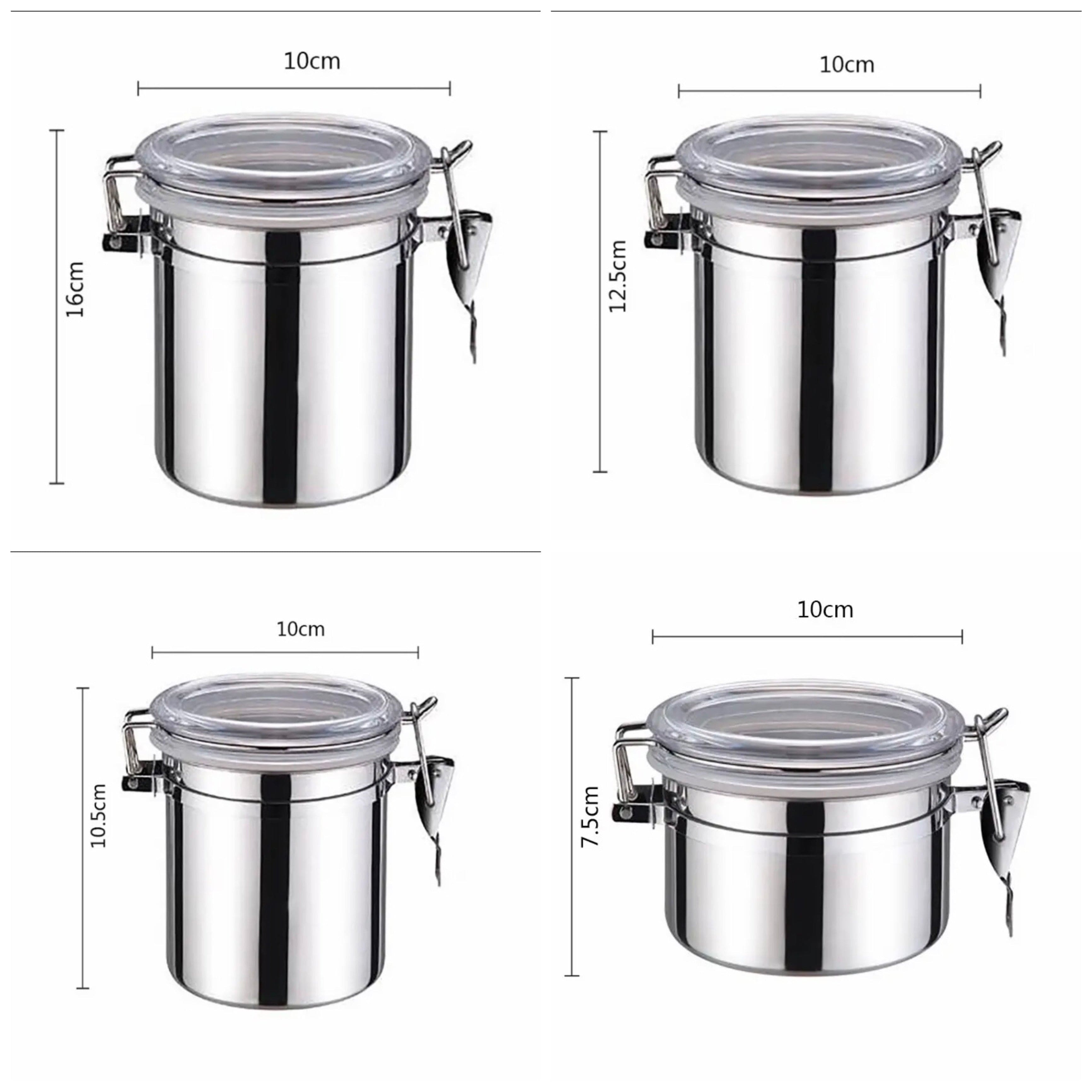 Set Of 4 Stainless Steel Airtight Sealed Canister, Coffee Flour Sugar Tea Container, Kitchen Container Seal Storage Jars With Plastic Cover, Miscellaneous Grain Food Storage Containers, Metal Sealed Can, Tea Leaf Organizer, Kitchen Accessories Set Of 4 Stainless Steel Airtight Sealed Canister, Coffee Flour Sugar Tea Container, Kitchen Container Seal Storage Jars With Plastic Cover, Miscellaneous Grain Food Storage Containers, Metal Sealed Can, Tea Leaf Organizer, Kitchen Accessories